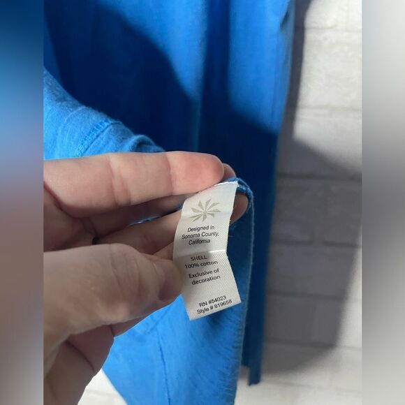 Athleta Embroidered Blouse Short Sleeve Deep V Neck Size 2X - Picture 8 of 10